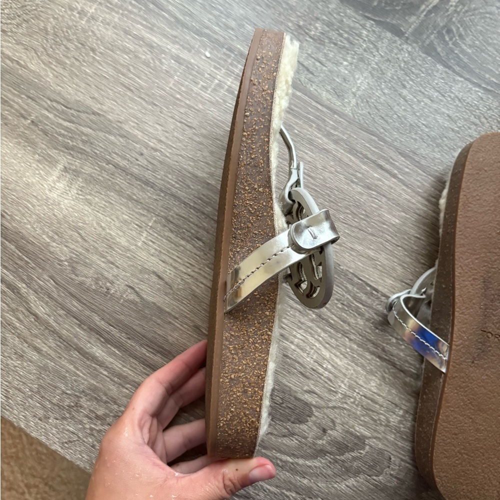 Tory Burch Miller Cloud Shearling Leather Sandals - Picture 3 of 4